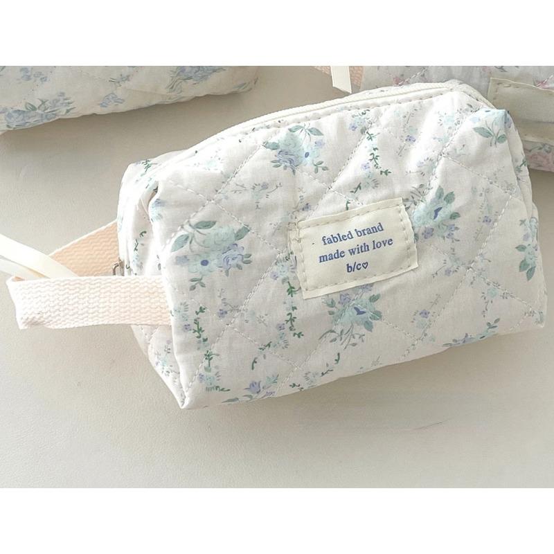 Винтажная косметичка с цветочным принтом для женщин, милый клетчатый клатч, женский дорожный косметичка, стеганый хлопковый цветок, маленькие сумки