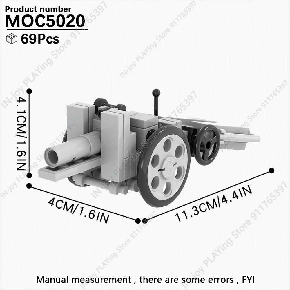 MOOXI Имитация военной войны Строительные блоки Вторая мировая война Руины поля боя Артиллерийская пушка Модель MOC Кирпичи Набор для взрослых Игрушка для мальчиков