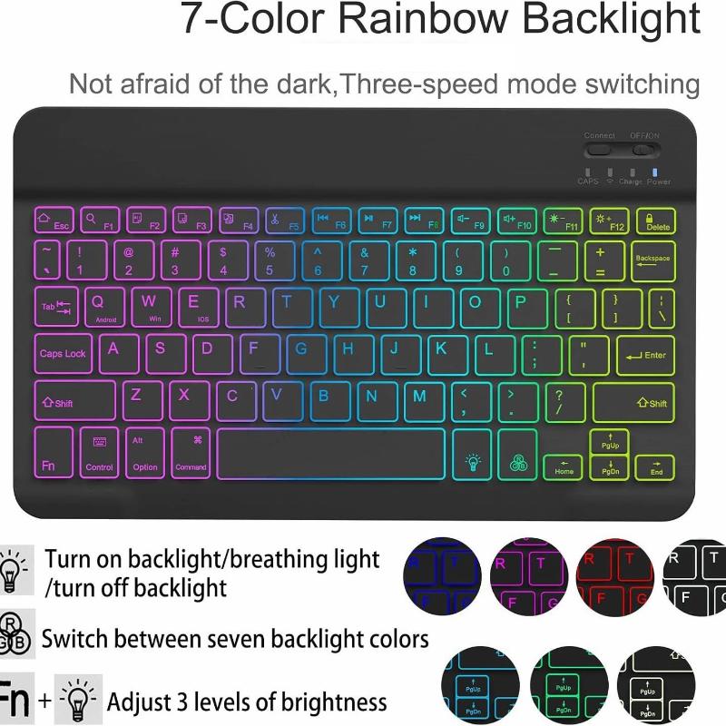 Backlit Led Keyboard 10 inch Wireless Rechargeable Keypads for iPad Tablet Phone PC Magnet Bluetooth Keyboard with Mouse