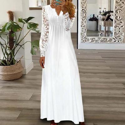 Элегантное кружевное платье с цветочным крючком, женское весенне-летнее модное длинное платье на шнуровке, женские повседневные белые платья с длинным рукавом 24816