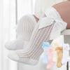 0-2Years Baby Girl Socks with Bow Summer Toddler Baby Cotton Mesh Knee Socks Newborn Infant Non-slip Baby Princess Long Socks