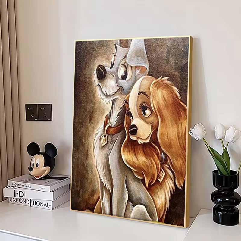 Disney Алмазная мозаика Леди и Бродяга Исцеляющая иллюстрация в стиле масляной живописи 5D Алмазная живопись Искусство Вышивка Крестиком Украшение комнаты