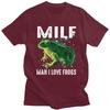 MILF Man I Love Frogs Tshirt for Men Short Sleeves Casual T Shirt Tshirt Slim Fit Pure Cotton Tee Valentines Day Gift