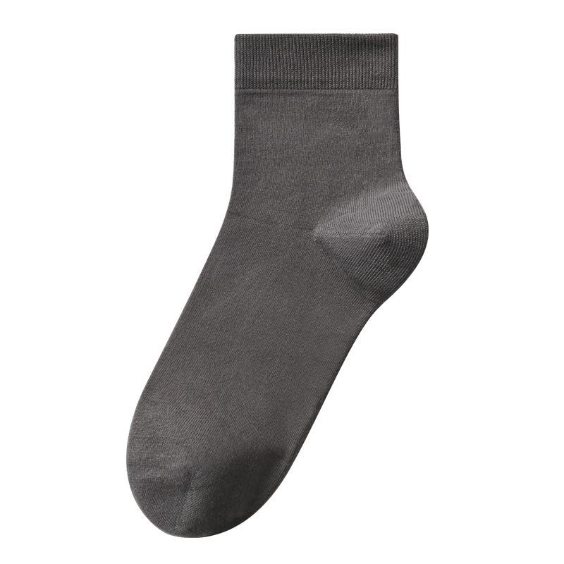 All-cotton Men's Mid-calf Socks for Autumn, Solid-color Socks, Anti-odor and Antibacterial Business Long Socks, Pure Cotton for Autumn and Winter