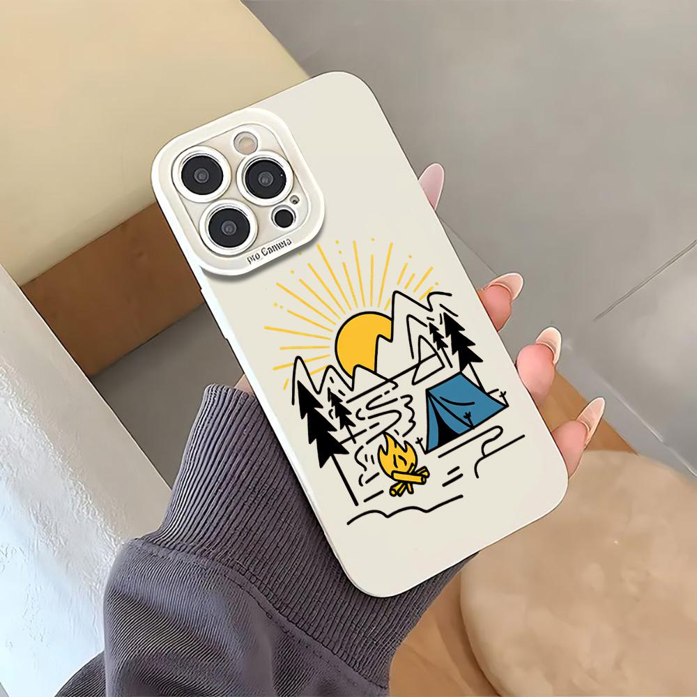 Модный Чехол для Телефона в Стиле Кемпинга Для iPhone 13 12 17 16 15 14 11 Pro Max Для iPhone 15 16 14 7 8 Plus XS XR X Ударопрочный Силиконовый Чехол