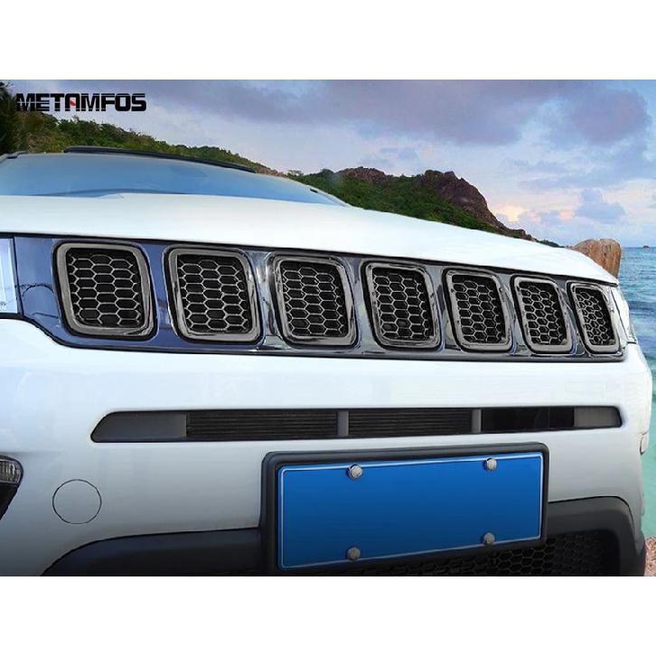 Accessories For Jeep Compass 2017 2018 Front Upper Bumper Grille Racing Grill Cover Trim Decoration Frame Car Styling