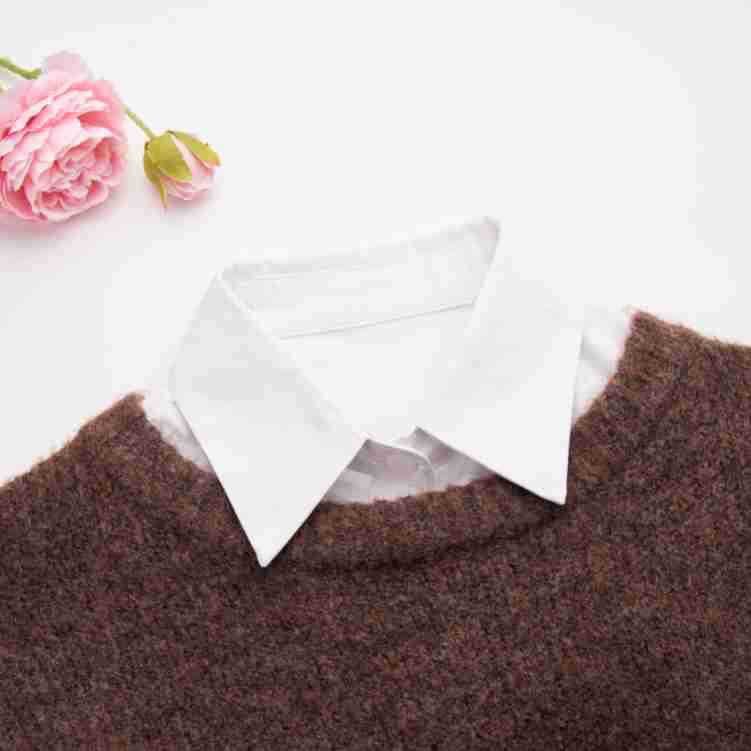 Guangzhou Wool Woolen Large Simple Black And White Collage Shirt Versatile False Collar