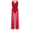 Girls Lyrical Dance Jumpsuit Sparkly Sequins Sleeveless Back Cutout Design Long Pants