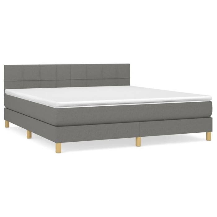 Maison Exclusive - Sommier à lattes de lit avec matelas Gris foncé 160x200cm Tissu