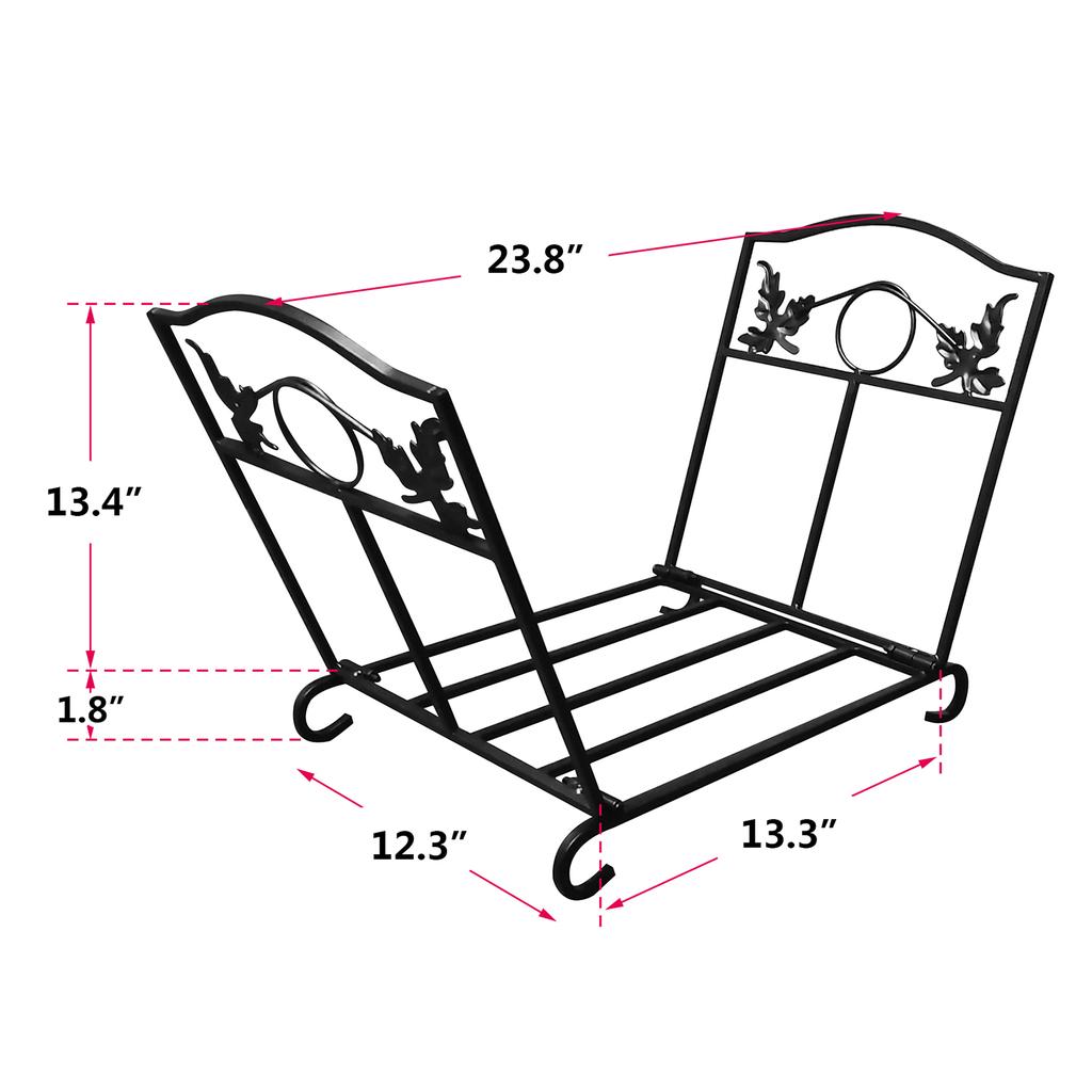 Folding Log Storage Rack, Log Holder Firewood Racks,Black