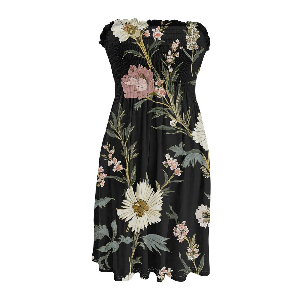 Tube Dress For Women,Cute Sexy Off Shoulder Print Sleeveless Dress