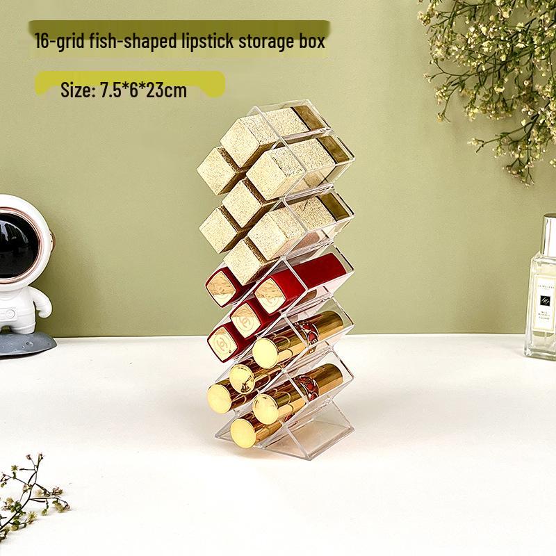 Пылезащитная акриловая коробка-органайзер для помад и блесков для губ с откидной крышкой