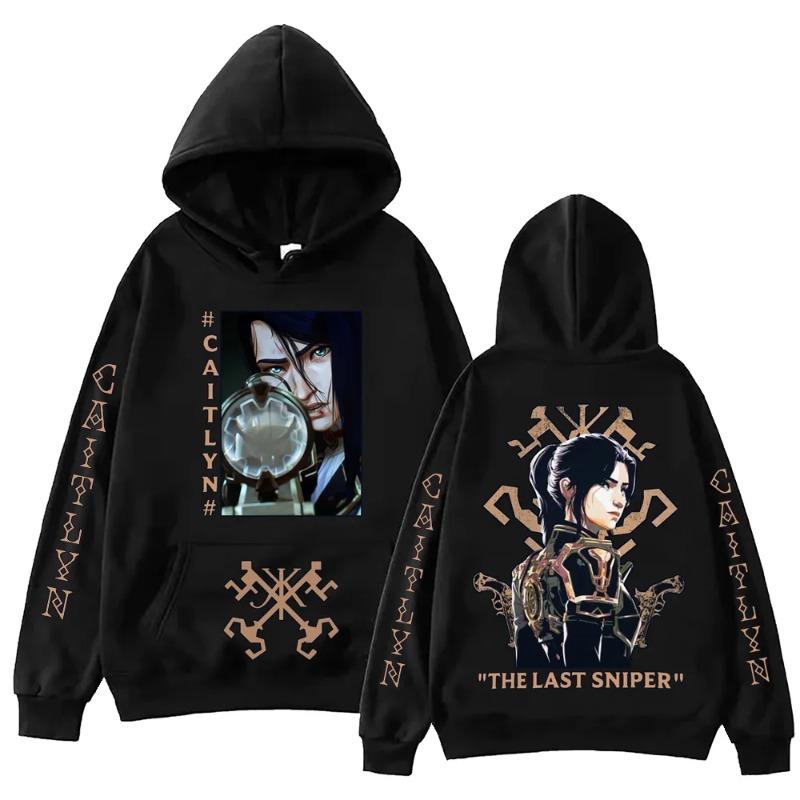 Hot Anime Arcane-Caitlyn Hoodie Harajuku Hip Hop Pullover Tops Popular Music Sweatshirt Fans Gift Hoodies & Sweatshirts Men’s