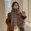 WTEMPO Women Autumn Winter Outdoor Long Plaid Scarf Ladies Windproof Cold-proof Versatile Casual Warm Retro Scarf