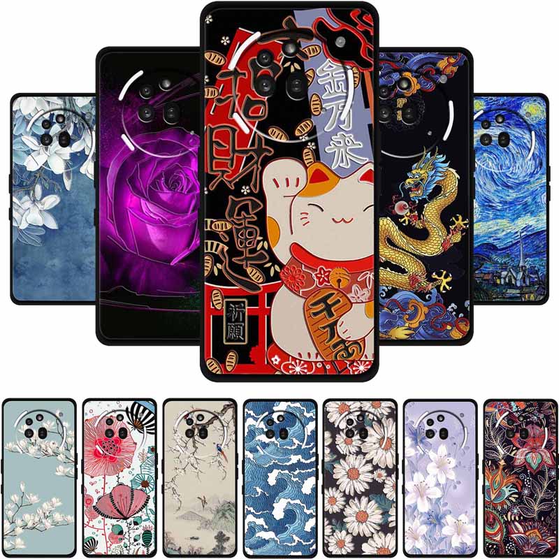 3D Тисненый Чехол Для Nothing Phone 3A Pro Чехол 3 A Pro Coque Цветы Черный Силикон Мягкая Задняя Крышка Для Nothing Phone3A Pro Чехол