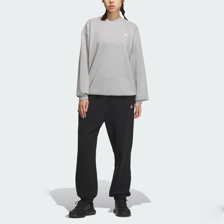 Adidas Флисовые утолщенные манжеты с логотипом, свободные трикотажные спортивные брюки унисекс, черные IV7603