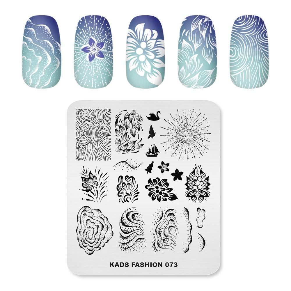 kads Мода 073 пластины для штамповки ногтей дизайн ногтей DIY шаблон штампа водная рябь в форме цветка рябь дизайн для ногтей