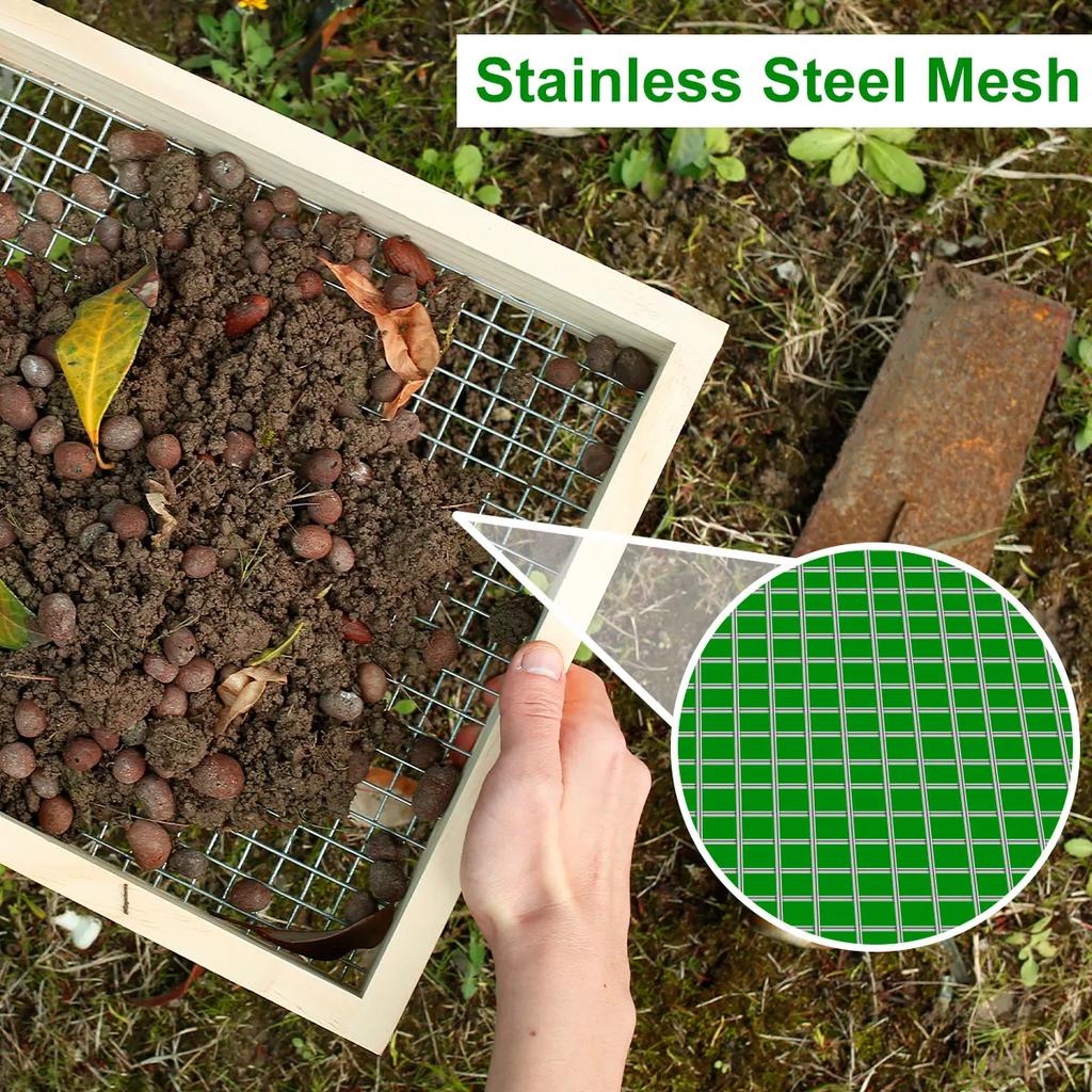 Soil Sifter, Multifunctional Hand Held Garden Dirt Sifter, with Sifting Screen, Ergonomic Compost Sifter Strainer for Garden