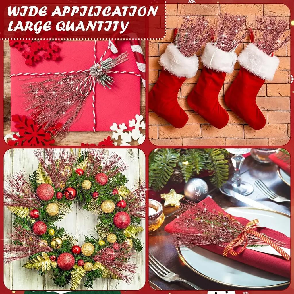 Искусственный блеск Рождественская ягода стебель блестящие веточки ветки украшения DIY венок рождественская елка праздничный стол ваза украшение