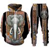NEW African Dashiki Clothes Elephant 3D Print Men's Hoodie/Zipper Sweatshirt/Pants/Set Traditional Vintage Streetwear Tracksuits