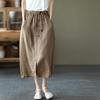High Waist Casual Skirts Women Arrival Summer Vintage Style Loose Cotton Linen Ladies A-line Long Skirt With Belts