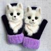 1 Pair Unisex Mittens Thickened Full Finger Winter Warm Gloves Knitted Wool Cartoon Animal Gloves