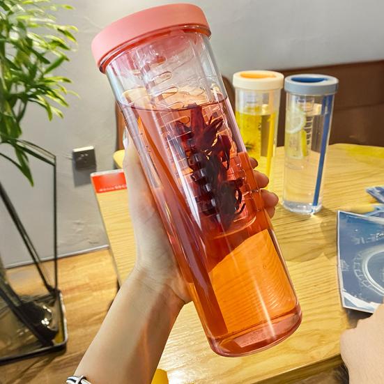 Стакан с соломинкой 700 мл со складной соломинкой, встроенным фильтром, отсеком для чая, легко