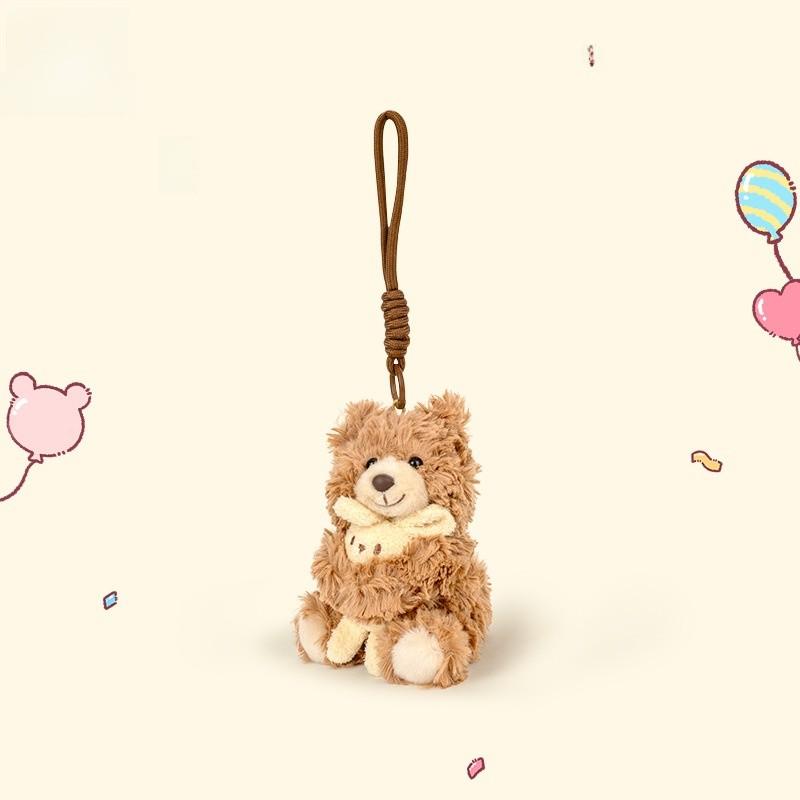 Birthday Cake Bear Hat Rabbit Doll Keychain Animal Plush Pendant Holiday Gift
