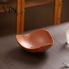 Imitation Wood Grain Plate Vintage Fruit Tray, Food-Grade Snack Candy Serving Plate, Thickened Wear Resistant Nestable Stackable BPA-free Bowl Storage