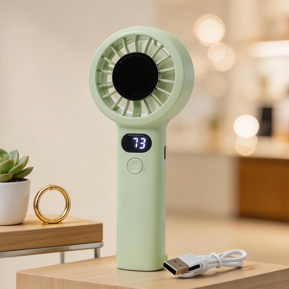 USB Rechargeable Electric Hand Fan with LED Display Highspeed Cooling Fan  Outdoor Travel