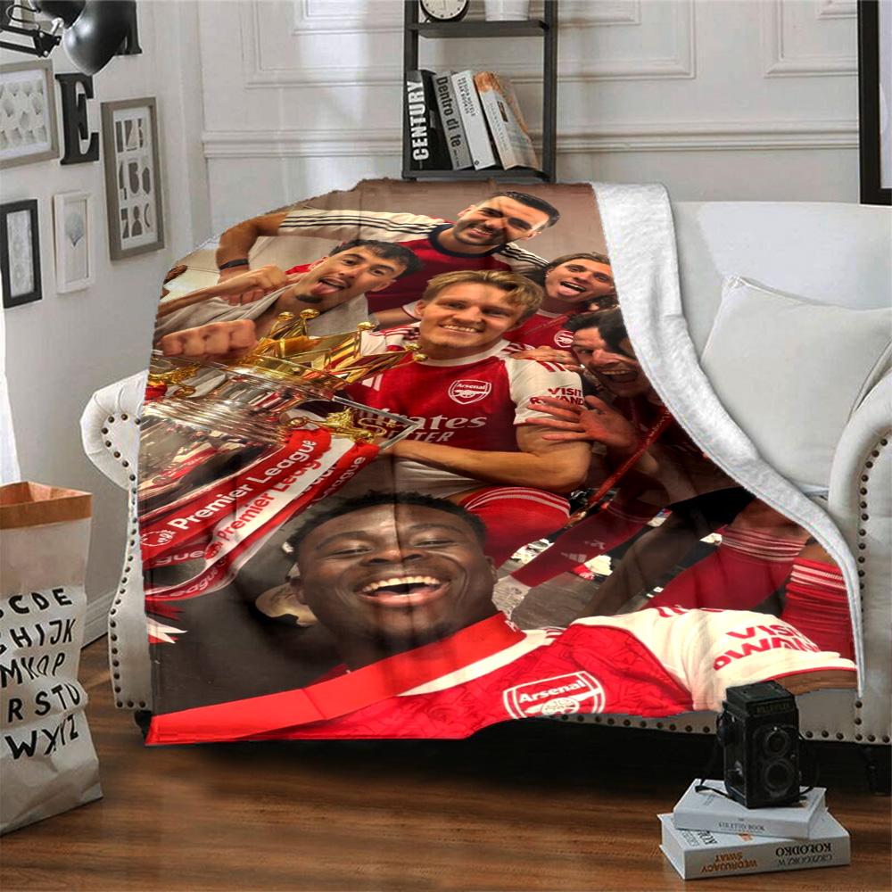 Arsenal Football Player Blanket Soft Warm Cozy Great for Picnics Office Chair Four Seasons Multipurpose Modern Style Gift for Travel Home Birthdays