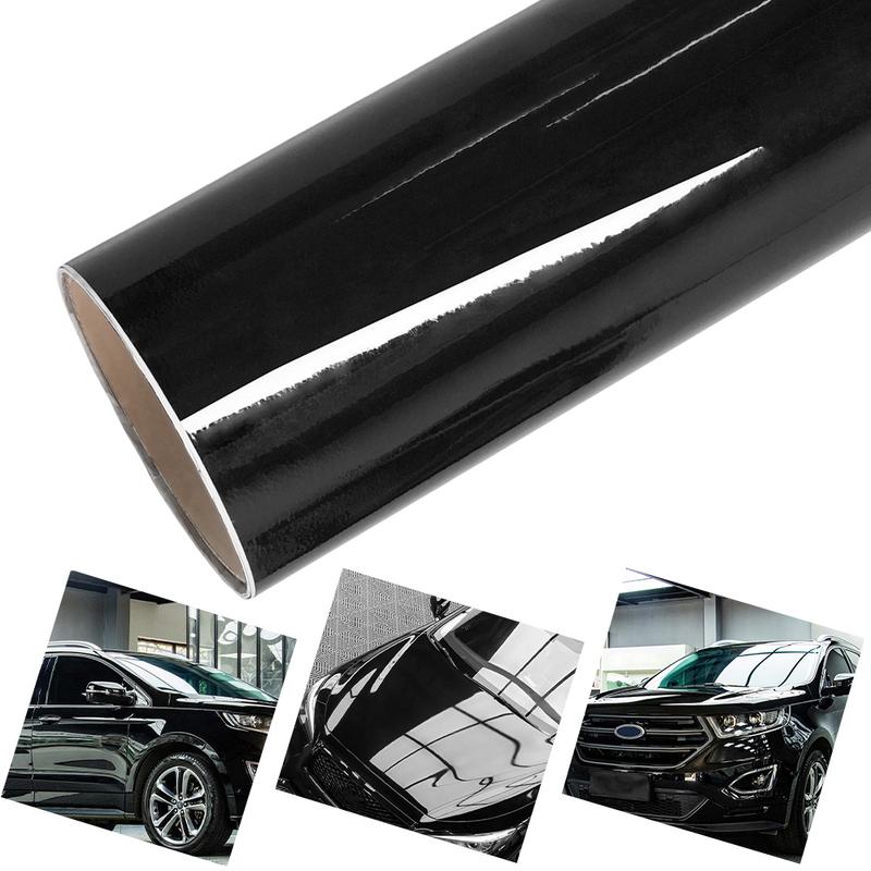 Premium Glossy Bright Black Self-adhesive Vinyl Car Wrap Film Vehicle Decal Auto Decor Film Air Bubble Free Paper Based Package