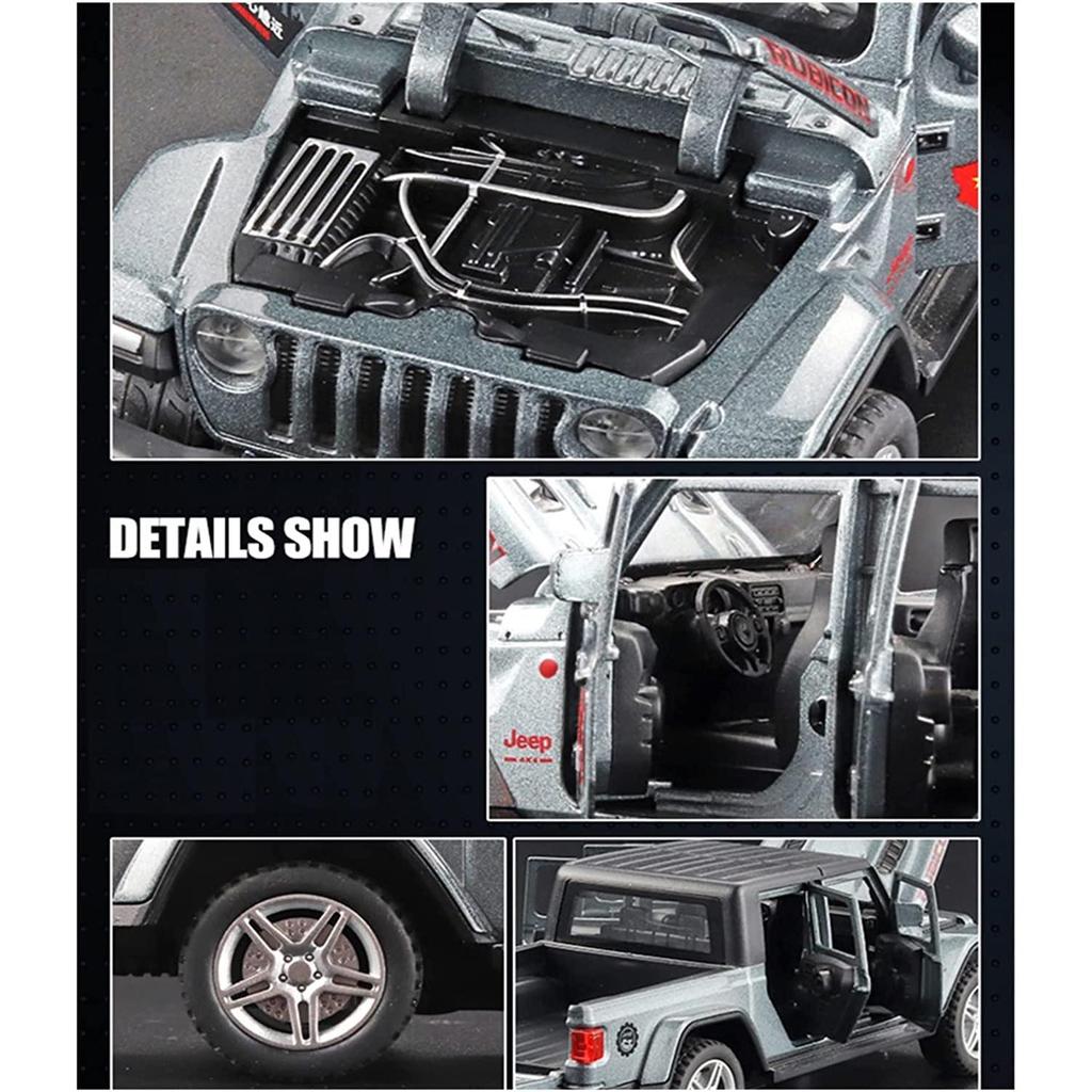 Масштаб 1:32 Jeep Wrangler Gladiator Пикап, модель автомобиля из сплава, отлитая под давлением металлическая игрушка, внедорожники со звуком и светом, коллекция, подарок для детей