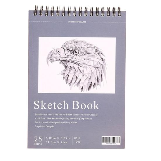 Hardcover Sketch Book Spiral Wire Bound 25 Sheets Acid Free No Bleed Thick Paper Artist Art Student Sketching Drawing Writing Sketchbook Art Supplies