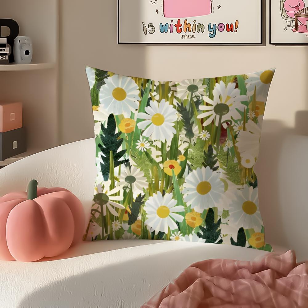 Fashion Beautiful Floral Art Cushion Cover Pillowcase Short Plush Invisible zipper Room Sofa Cushion Cover