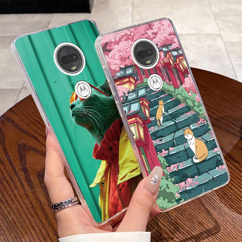 Гелевый чехол для Motorola Moto G7 Plus/Moto G7 Play /Moto G7 Power Fundas Прозрачный силиконовый мягкий ТПУ чехол Милый кот Защитный чехол
