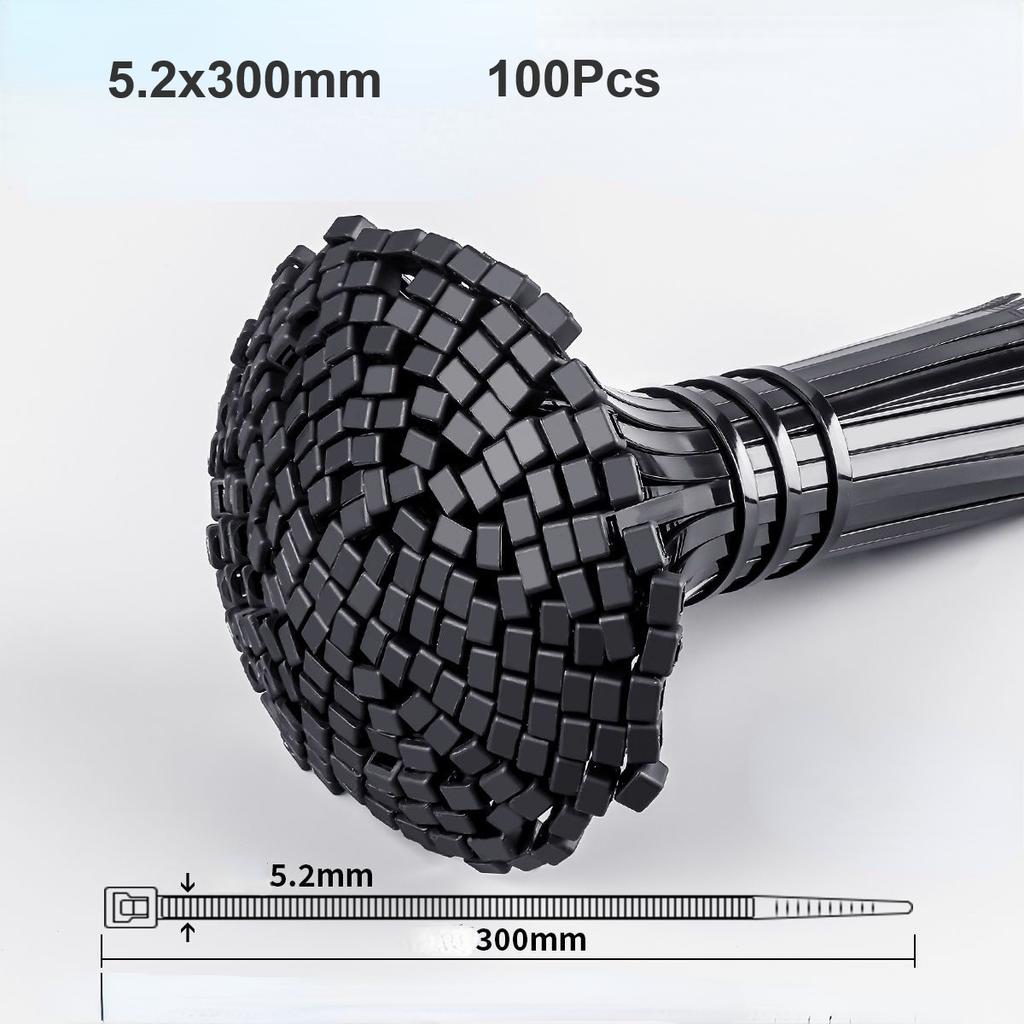 100Pcs Heavy Duty Self-locking Plastic Nylon Tie Wrap, Strong and Reliable Cable Ties