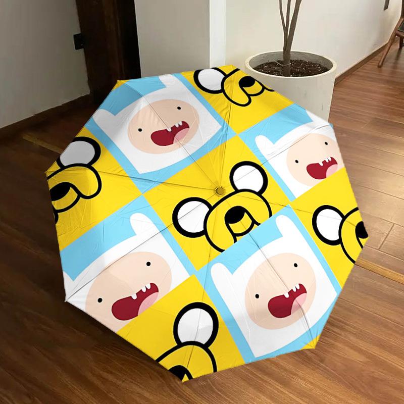 1pc Adventure Time Characters Automatic Folding Umbrella, Compact 8-Rib Design, Durable Plastic & Iron, Lightweight for Outdoor Daily Use, a0929143
