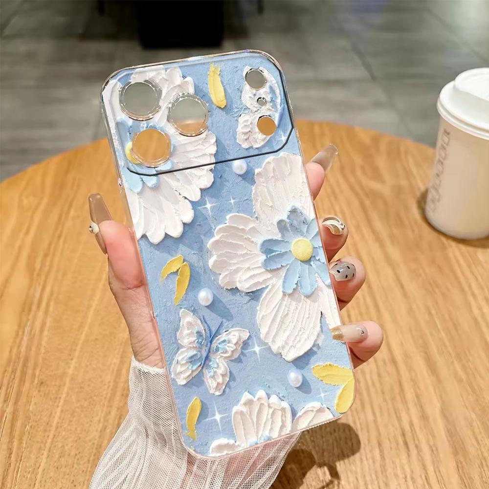 Масляная живопись с изображением розы Чехол для телефона Apple iphone 16 Pro Max 17 15 Plus 16e 17Air Защитный Прозрачный Парный Прозрачный Чехол