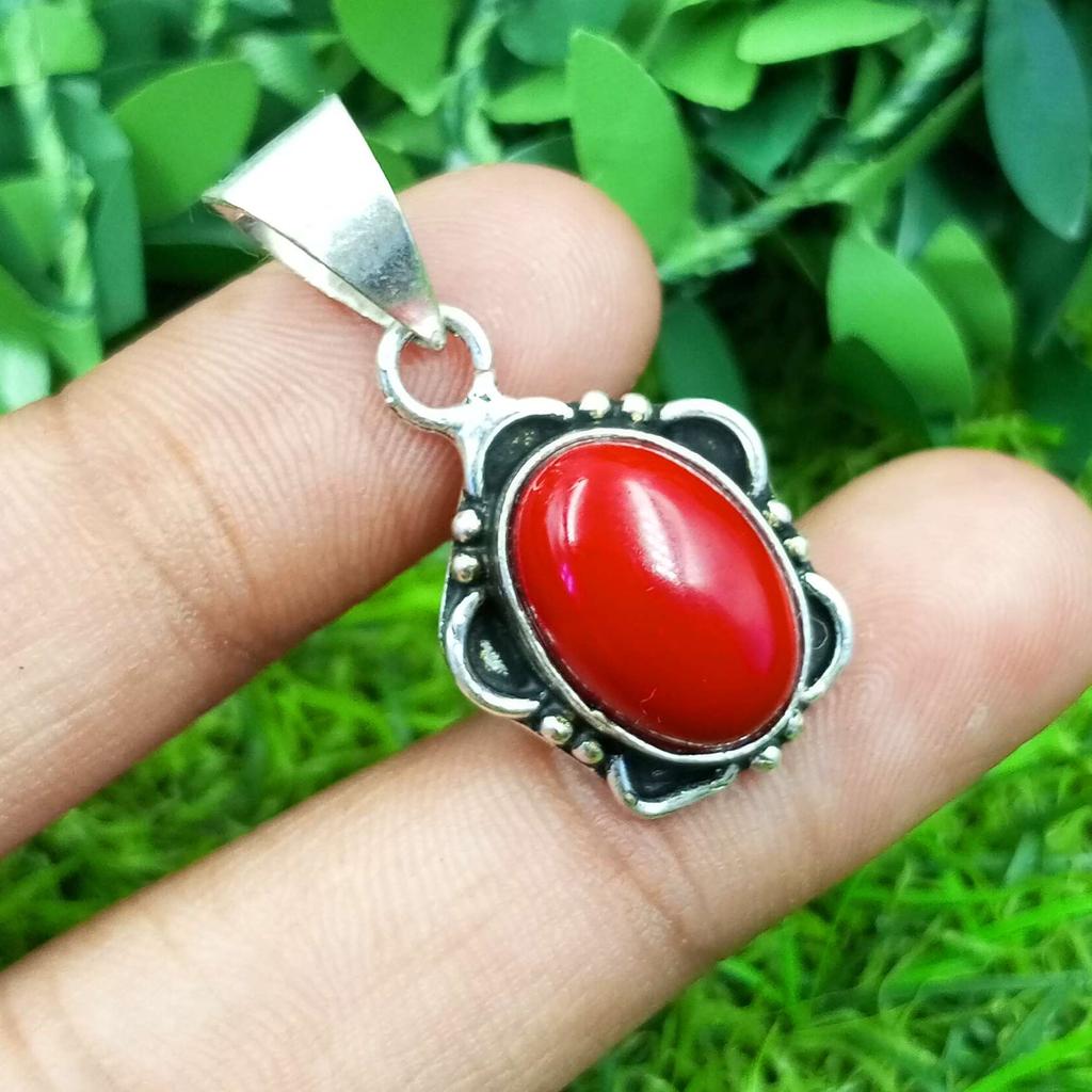 Коралловый драгоценный камень 925 пробы с серебряным покрытием ожерелье цепь кулон ювелирные изделия NST-J2H5995