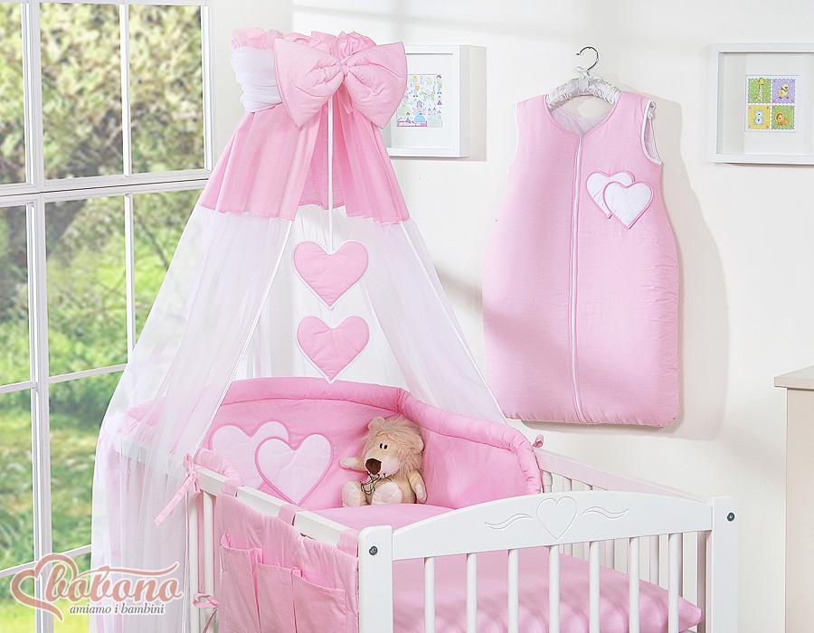 5-piece Bedding Set 135x100 With Canopy - Hanging Pink Hearts
