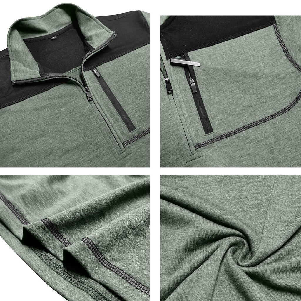 Мужские топы с воротником-стойкой, длинными рукавами, футболки контрастных цветов, свитшоты с застежкой-молнией и нагрудным карманом, повседневная спортивная одежда на осень и весну