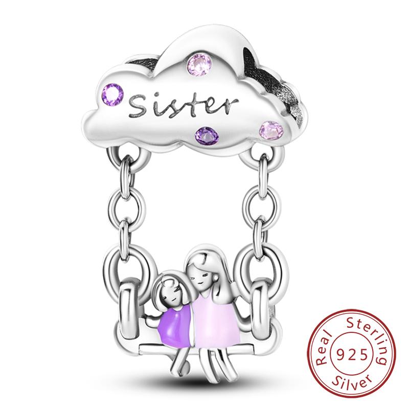 Оригинальный медный шарм-бусина ко Дню матери, шарм-подвеска в виде сердца любви и семьи, подходит для браслета, женские ювелирные изделия, подарки