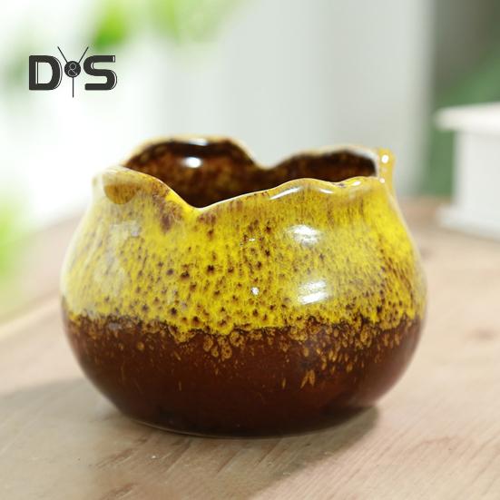 Экологичный цветочный горшок с гладкими краями, практичный керамический цветочный горшок для растений на открытом воздухе, контейнер