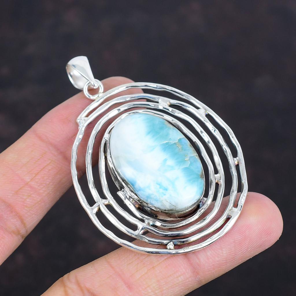 Подвеска с ларимаром, подвеска ручной работы, ювелирные изделия из драгоценных камней, серебряная подвеска 925 пробы, ювелирные изделия из натурального ларимара, уникальный стиль, подвеска, подарки для матери