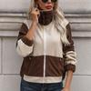 Autumn and Winter Women's Fleece Jacket Pocket Cardigan Shaker Zipper Clash Jacket Tweed Jacket