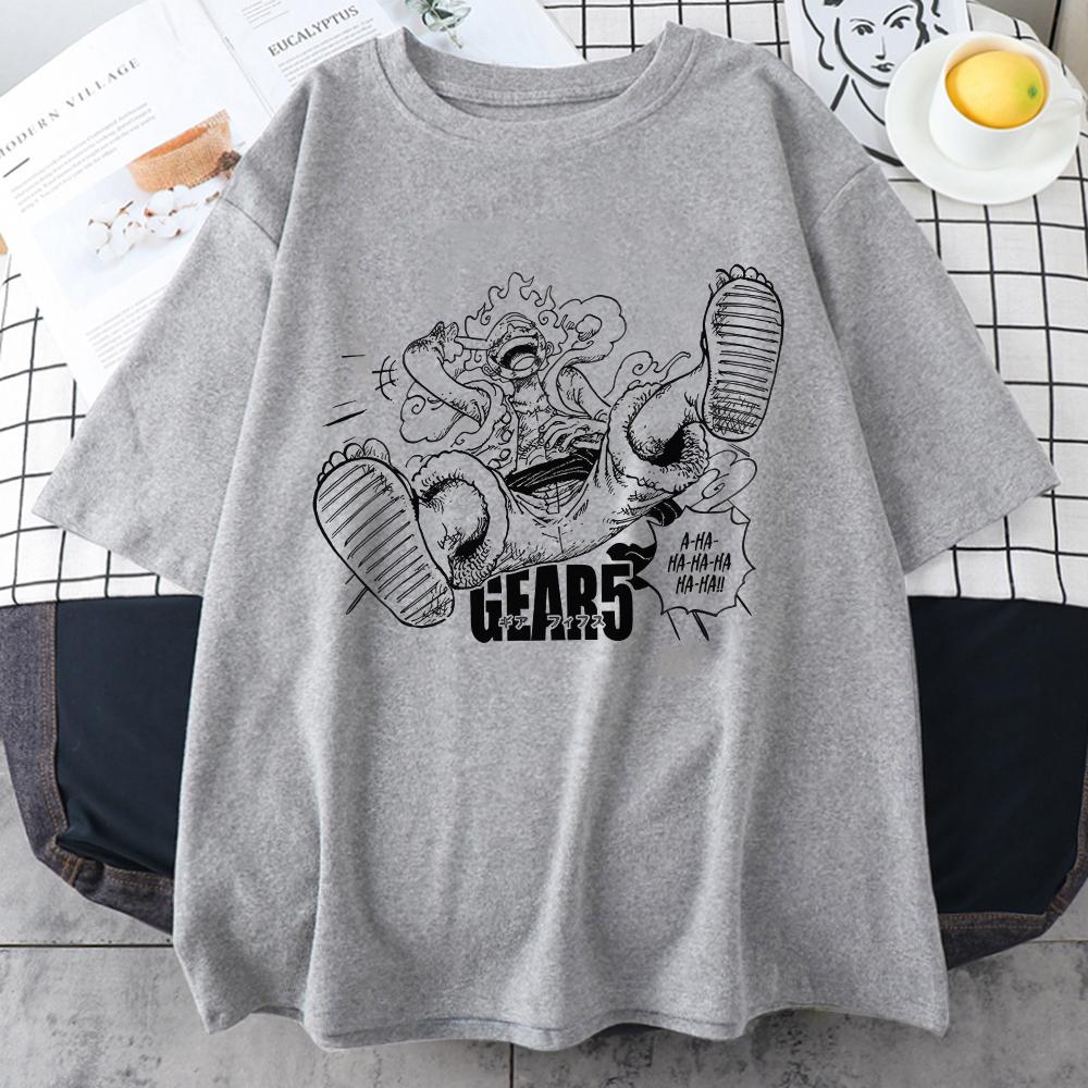 Футболка с героями мультфильмов «Luffy Joyboy Nika Gear 5», лето 2022, хлопковая футболка с японским принтом манги и аниме, топы унисекс в стиле Харадзюку, уличная одежда