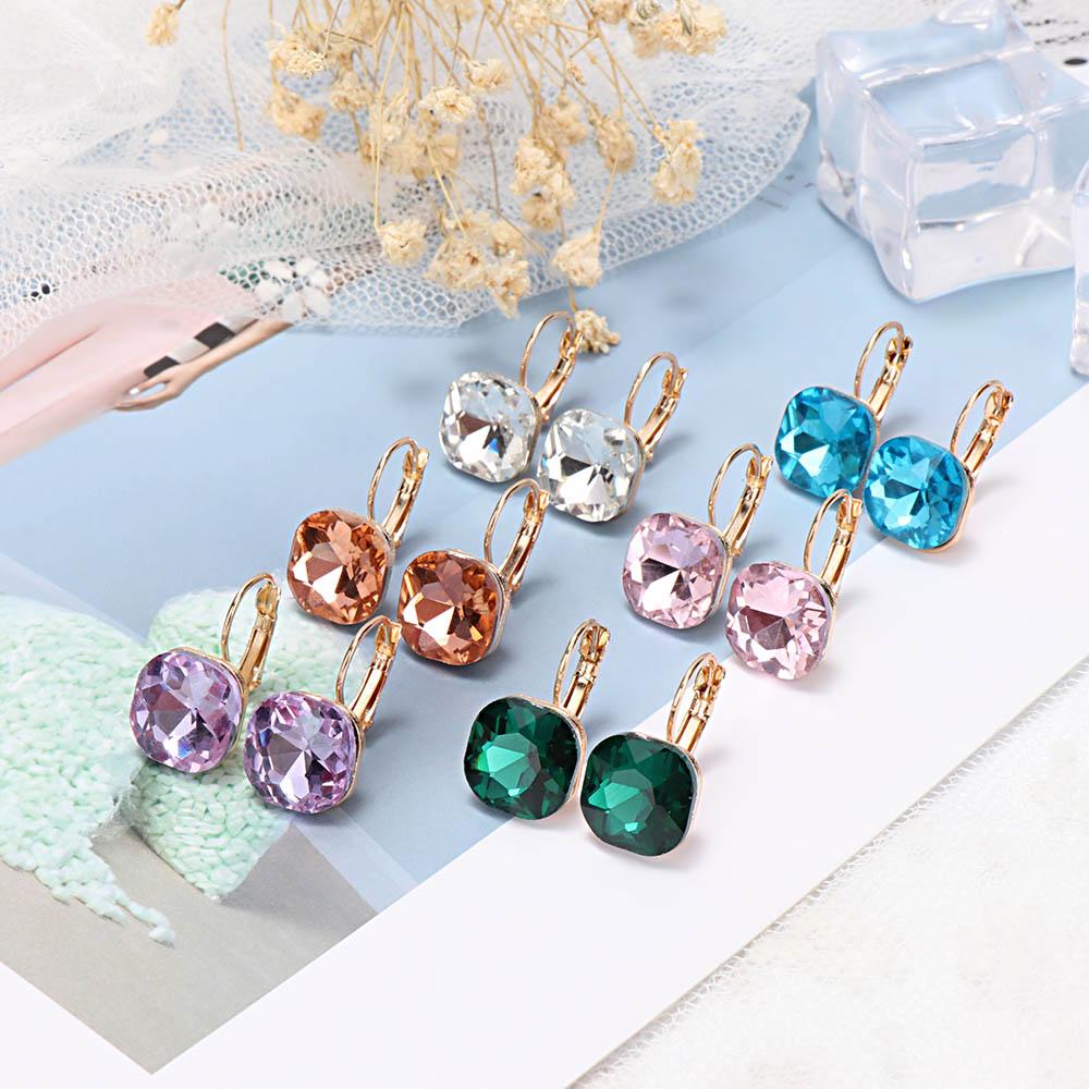 Элегантные Женские Модные Квадратные Хрустальные Стразы Модные Свадебные Украшения Серьги-гвоздики Висячие серьги