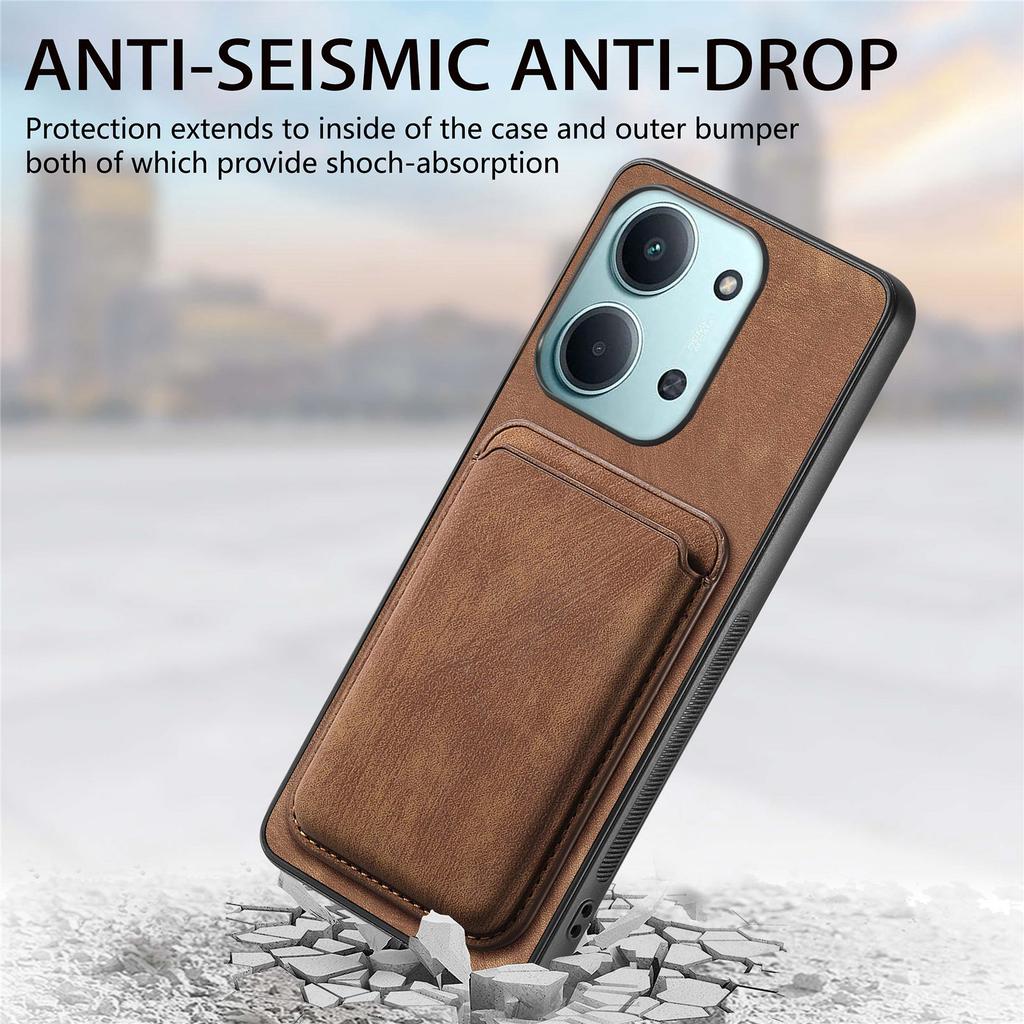 Magnetic Case For Xiaomi Redmi 15C 5G (EU) (173mm)/15C 4G (EU) (173mm) Retro Leather + TPU Phone Cover with Detachable Card Slot