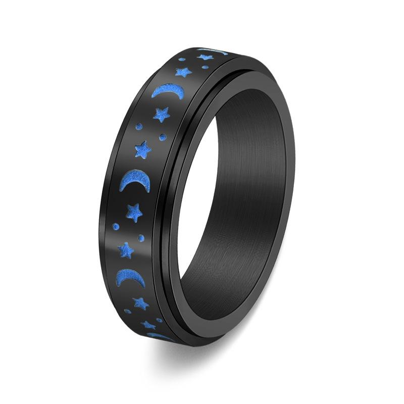 SCIONE Новое светящееся вращающееся кольцо Звезда Луна из нержавеющей стали женское кольцо с ароматом ювелирное изделие